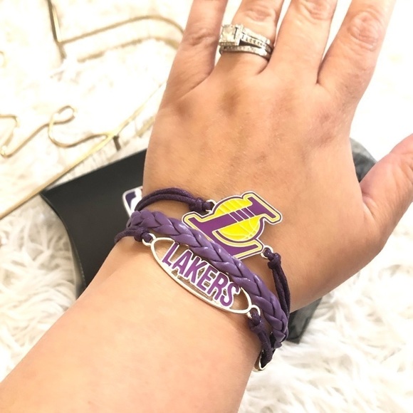Ashley Bridget x NBA LA Lakers Purple White Braided Bracelet NEW 3 Layer Rope - Picture 8 of 9